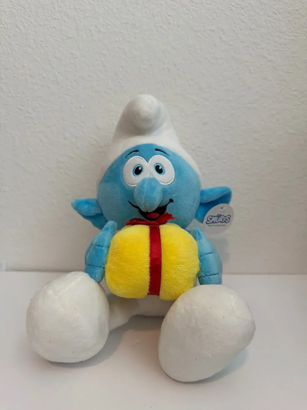 Nanco The Smurfs Plush Blue Smurf Holding Present Christmas w/ Tags